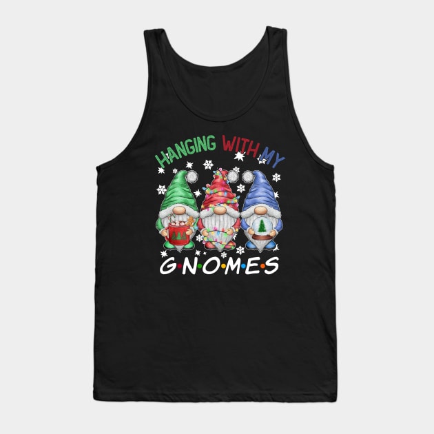 Funny Christmas Gnome Hanging With My Gnomies Family Pajamas Tank Top by JennyArtist